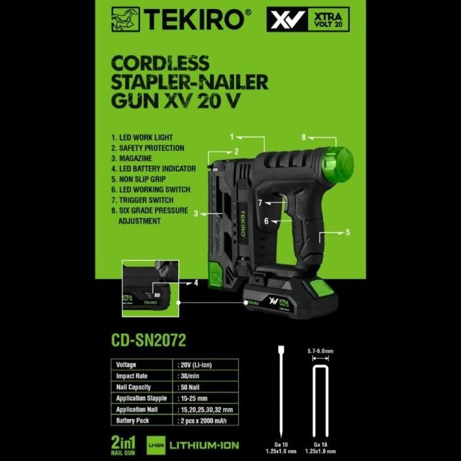 

Tekiro Staples Tembak Elektrik 20V-Cordless Stapler-Nailer Gun Xv 20V