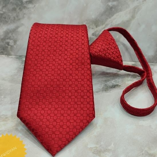 Dasi Pria Dasi Instan/Zipper Merah Polos Dasi Siap Pakai