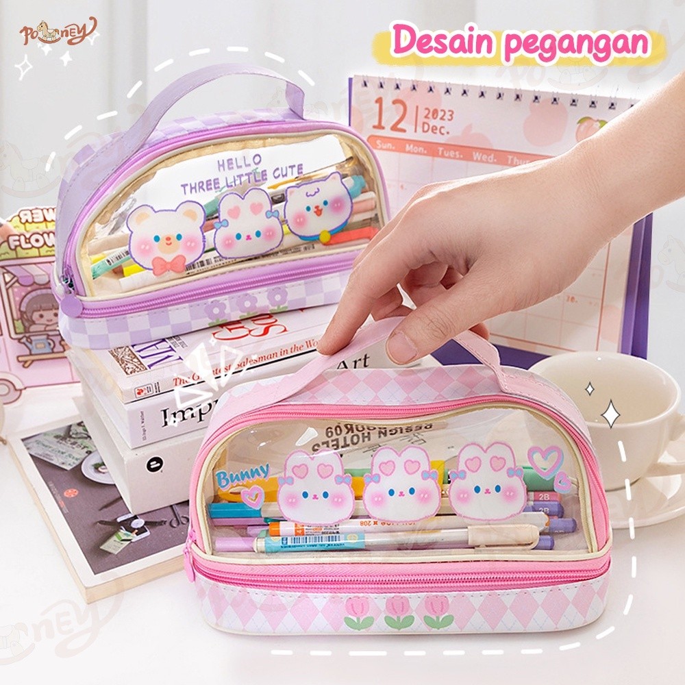 

LL8 PONEY TEMPAT PENSIL ANAK BESAR PEN CASE KARAKTER KOTAK PENSIL TRANSPARAN Y27
