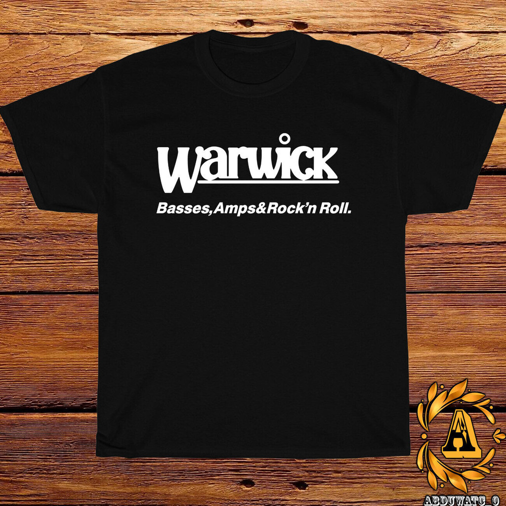Warwick Bass logo kaos olahraga hitam abu-abu putih biru tua merah S5Xl