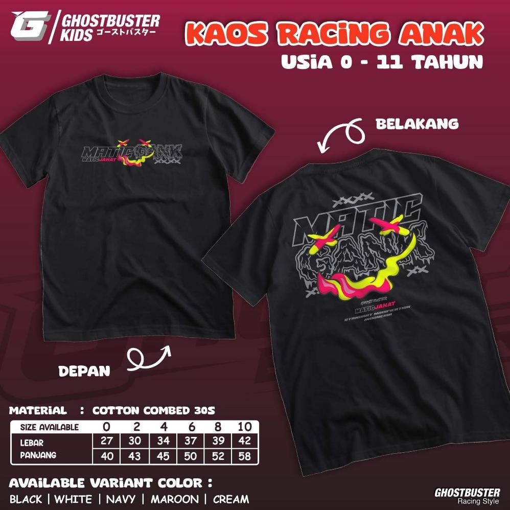 Limited Kaos Racing Anak Matic Gank Standart Kirian Motor Matik Beat Vario Scoopy Aerox Baju Distro 