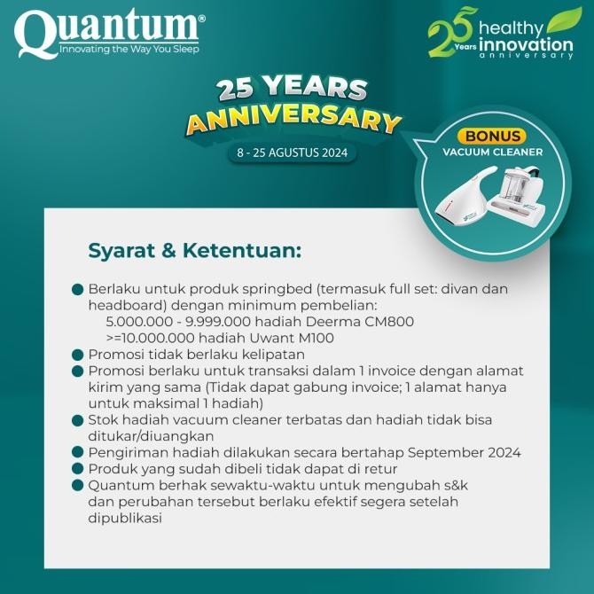 Kasur Pocket Vakum Quantum - Bonus Sprei & Bantal