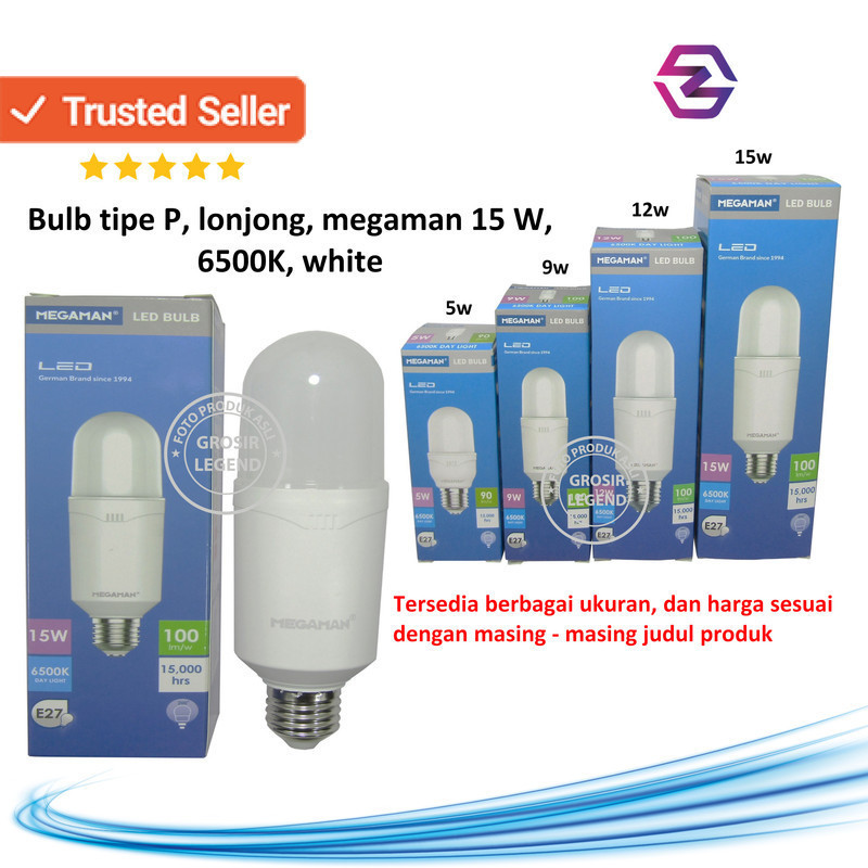 MEGAMAN Lampu LED BULB TIPE P LONJONG MEGAMAN 15W YTP52Z1 6500K WHITE