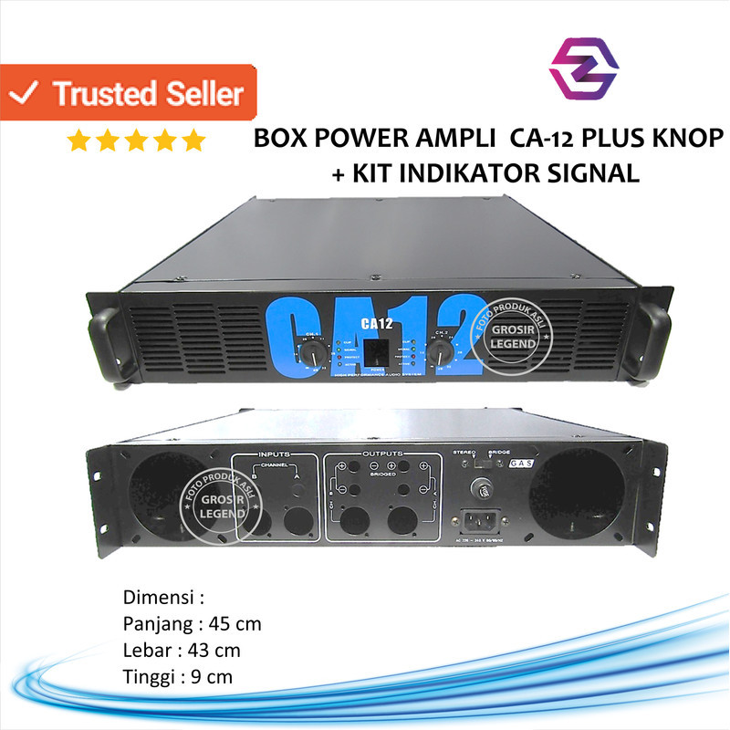 Box power amplifier kosongan besi hitam 2U CA 12