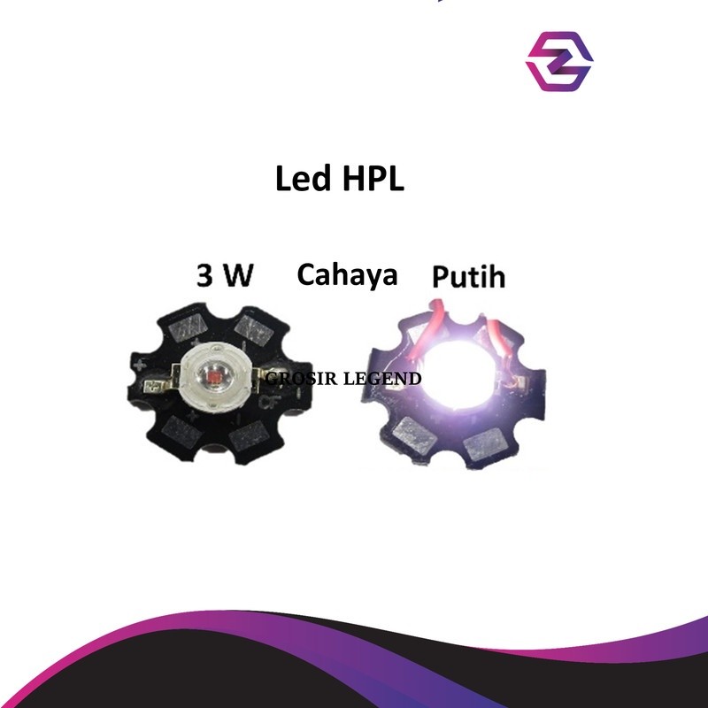 High power led HPL 3 watt lampu plus heatsink putih