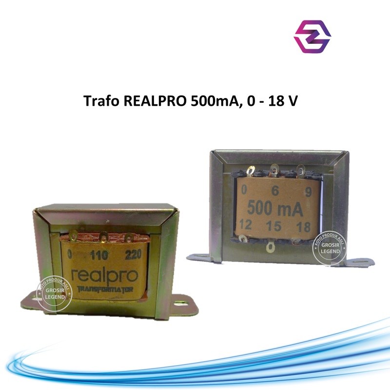 Trafo 500 mA 0 - 18V non CT engkel Realpro