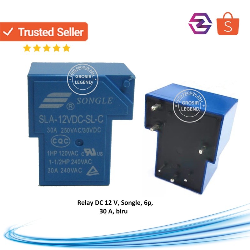 Relay DC 12V 6p 6 p 6pin 6 pin 30A Songle relay kodok