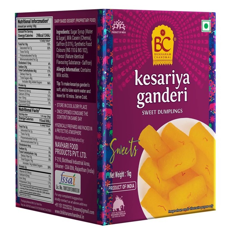 

Produk Unggulan] KESARIYA GANDERI TIN BHIKHARAM CHANDMAL 1KG / Manisan India