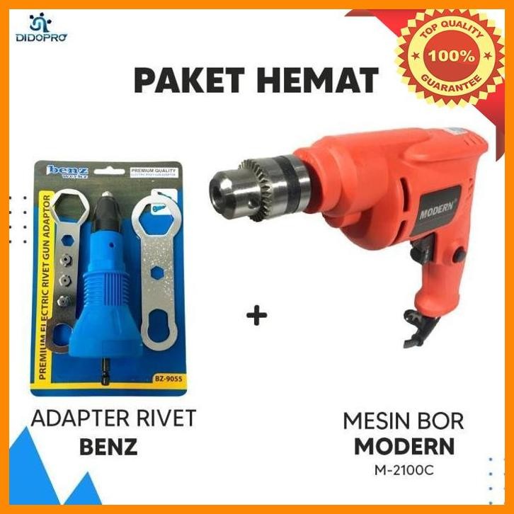 (dido) paket tembakan paku rivet adapter + mesin bor listrik modern