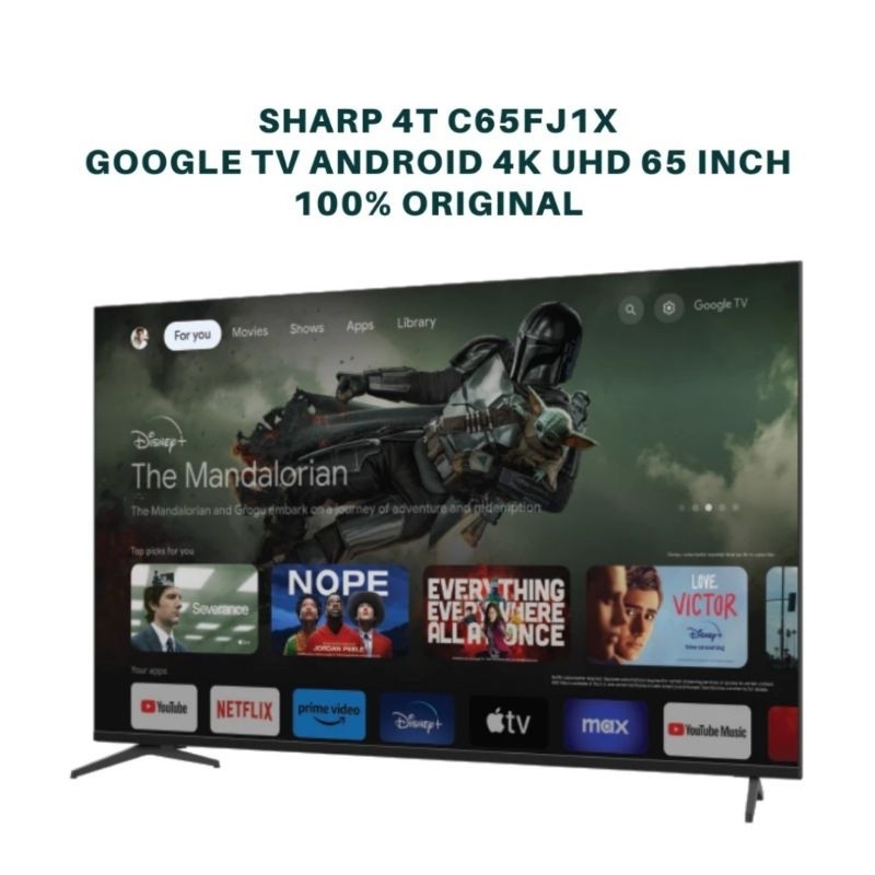 TV Sharp 65 inch 4T-C65FJ1X Tv Led Sharp Android TV 4K Frameless Google TV