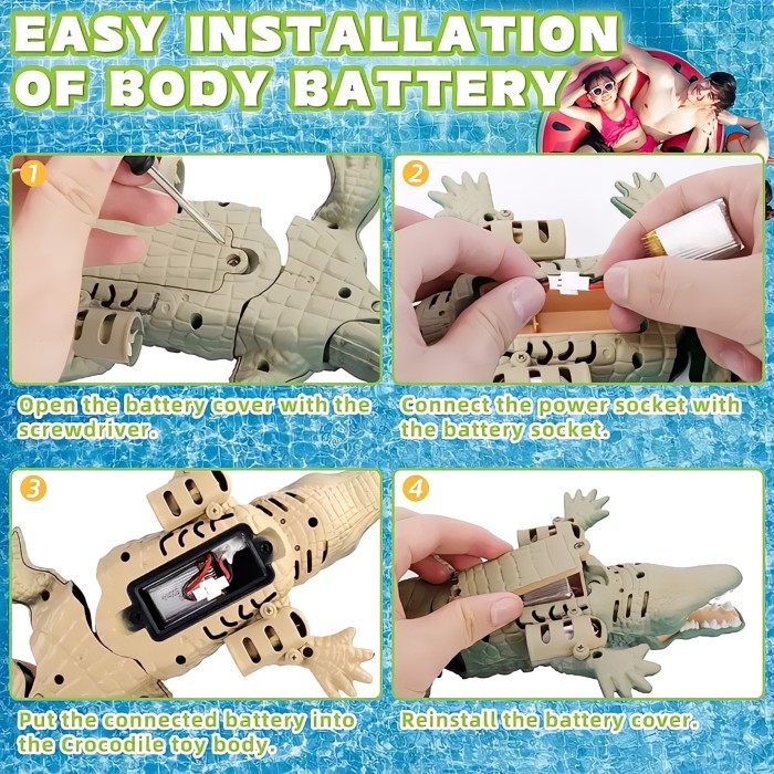 Licy Mainan Remote Control Rc Crocodile Robot Buaya Renang Remot Kontrol