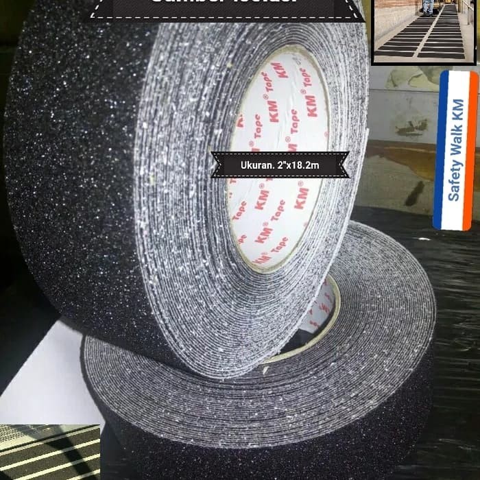 

Sale Safety Walk Anti Slip Merek Km Ukuran 2" X 18.2M Hitam Lakban Antislip