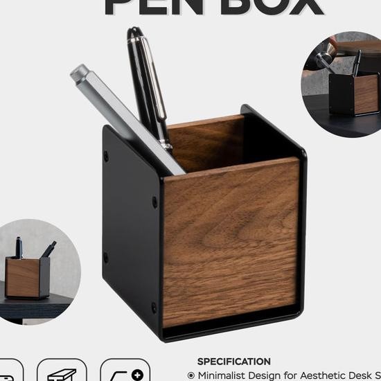 

Wooden Desk Tray Box Holder Wood - Kotak Alat Tulis Pul