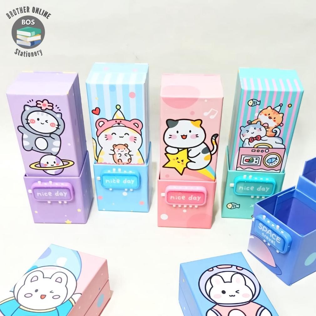 

er-90 BOS Kotak Pensil Karton Berdiri Tingkat Pin/Cermin/Pencil Box/Wadah Berkualitas