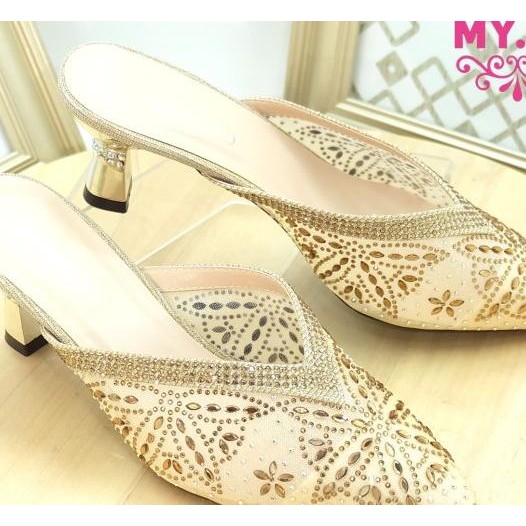 Sandal Pesta Heel Selop Kebaya Gold Mylo Ms5A65