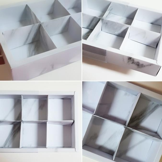 "'''] Dus mika polos Marble putih sekat 6 & tag