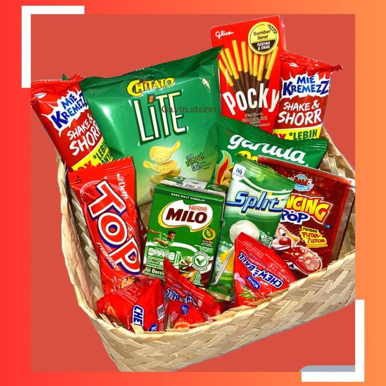 

fg-7 PAKET Merah Hijau/ jajanan jaman dulu snack box/ hampers box/ birthday gift box/ lebaran/ thr Terlaris