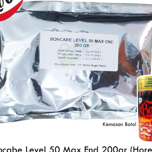 

Boncabe Level 50 Max End 200Gr | Sambal Tabur | Cabe Bubuk Pedas