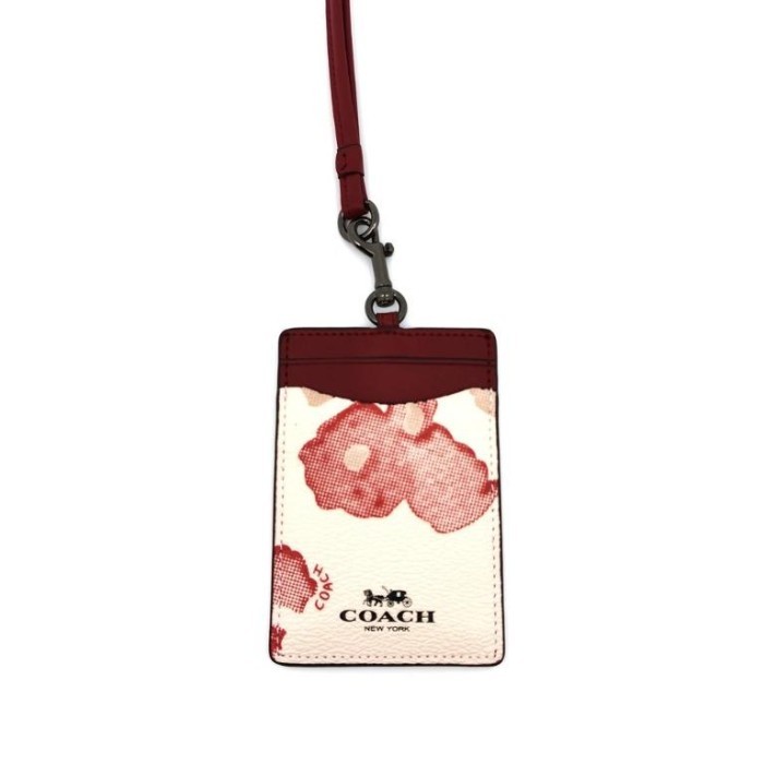 

Terbaru!!! Coachh CH gantungan ID Holder Card Lanyard Original - Flower maroon db