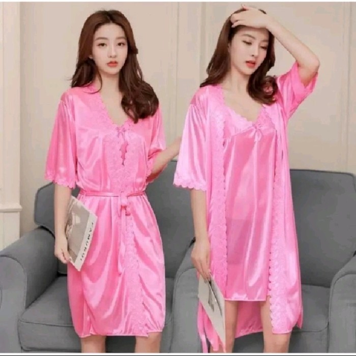 murah promo murah~ jeso kimono set baju dinas malam seserahan lingeries sexy - dusty pink premium