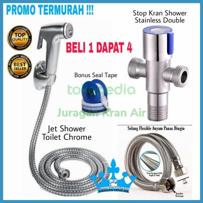 Jet Shower Toilet Closet Stop Kran Cabang Selang Kloset Stainless