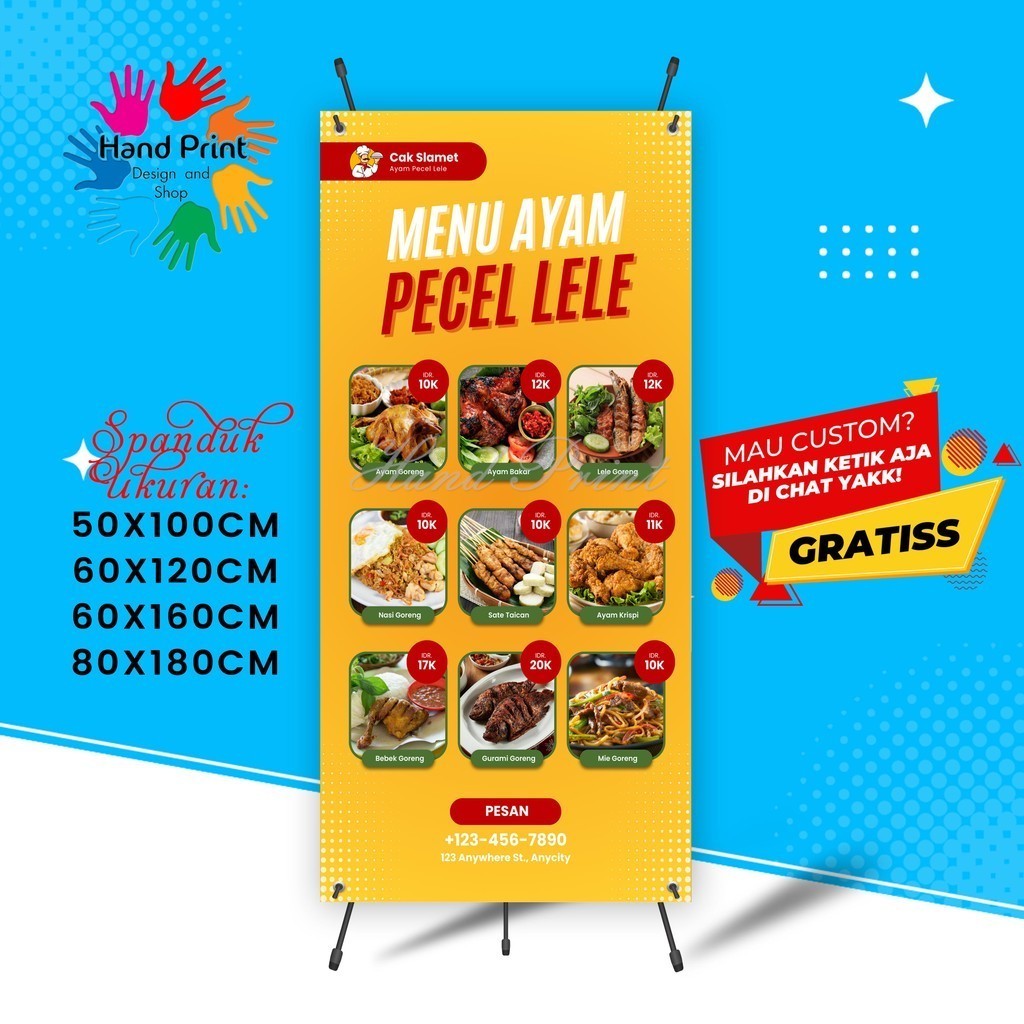 Cetak Spanduk Banner Jualan Ayam Dan Pecel Lele MMT Spanduk Custom 60x160