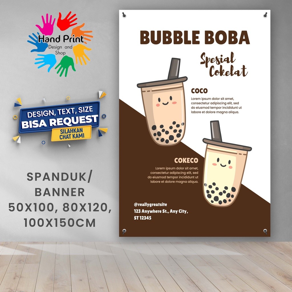 SPANDUK BANNER Es Boba Coklat 80x120 CM
