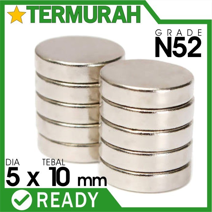 

favorit] magnet neodymium 5x10mm 5x10 mm 5 x 10 bulat koin putih neodimium neo