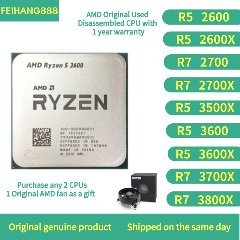 【Pengiriman Cepat】AMD Ryzen R7 3800X 3700X 2700X 2700/ R5 3600 3600X 3500X 2600X 2600CPU |9C731IfN|