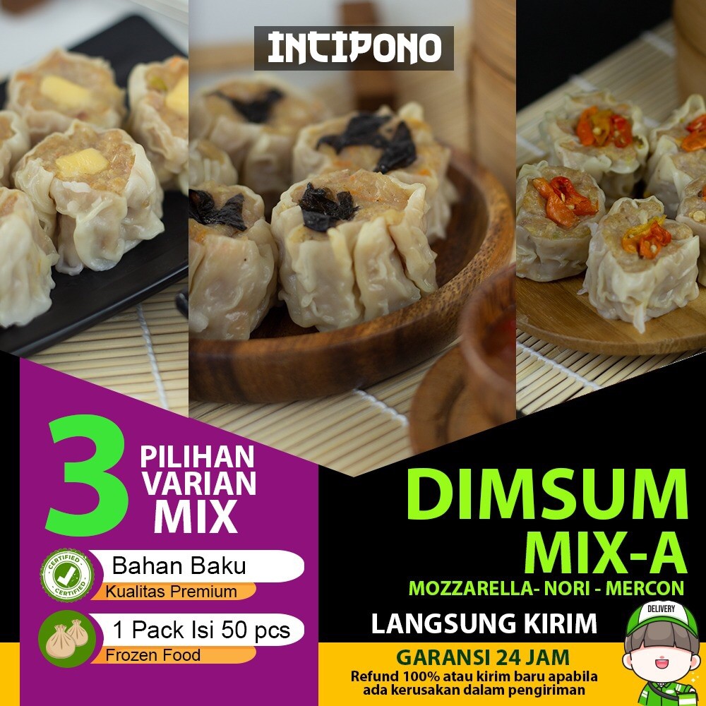 

Incipono Dimsum Mix - A - Mozzarella - Nori - Mercon Frozen Food 1 Pack Isi 50 Pcs Halal Premium