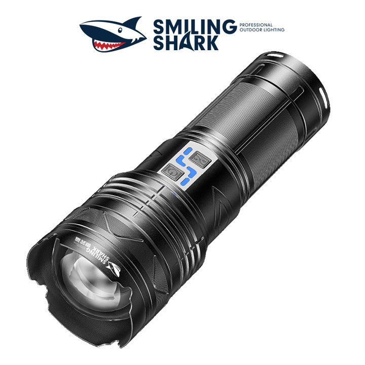 Smiling Shark SD5998 Senter Super Terang M77.2 10000 Lumens Senter Kuat LED 18650 11200mAh USB Isi U
