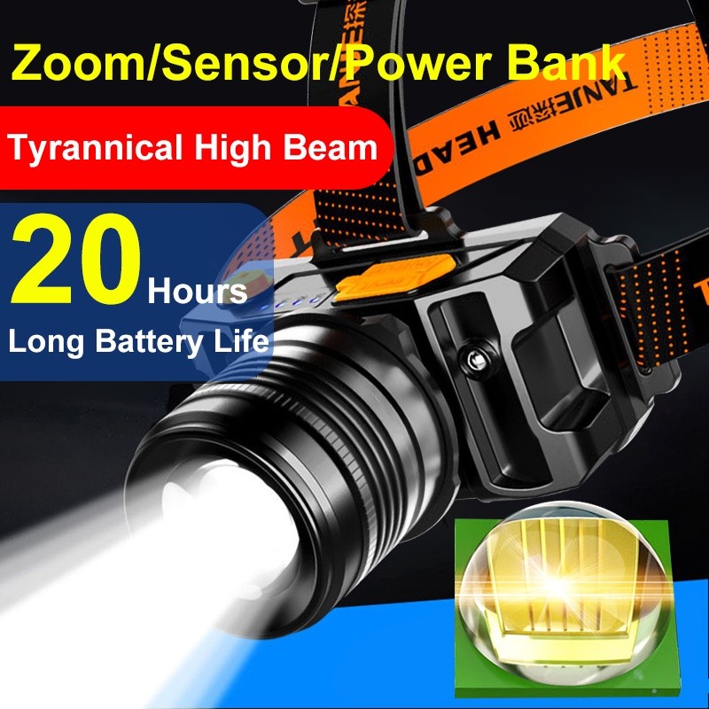 Lampu depan super terang LED 3000 lumens Lampu depan L9 yang dapat diisi ulang melalui USB, senter s