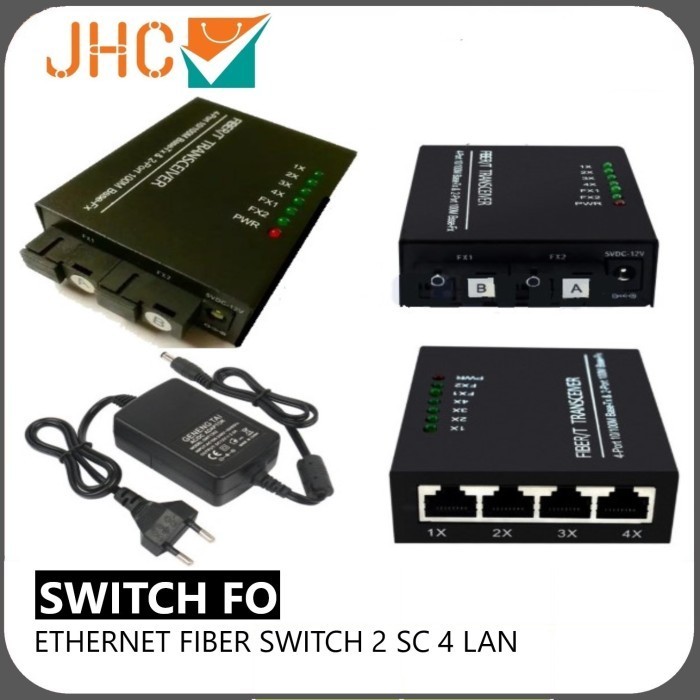 Media Converter Fiber Switch 2 SC 4 RJ45 10/100 HTB 2FO 4LAN 2 FO 4 LAN
