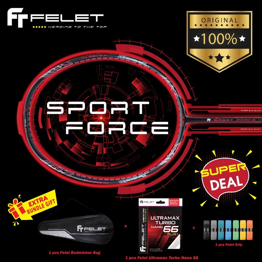 Raket Bulu Tangkis Felet Sport Force Raket Bulu Tangkis Raket Bulu Tangkis 3u Raket Bulu Tangkis 4u 