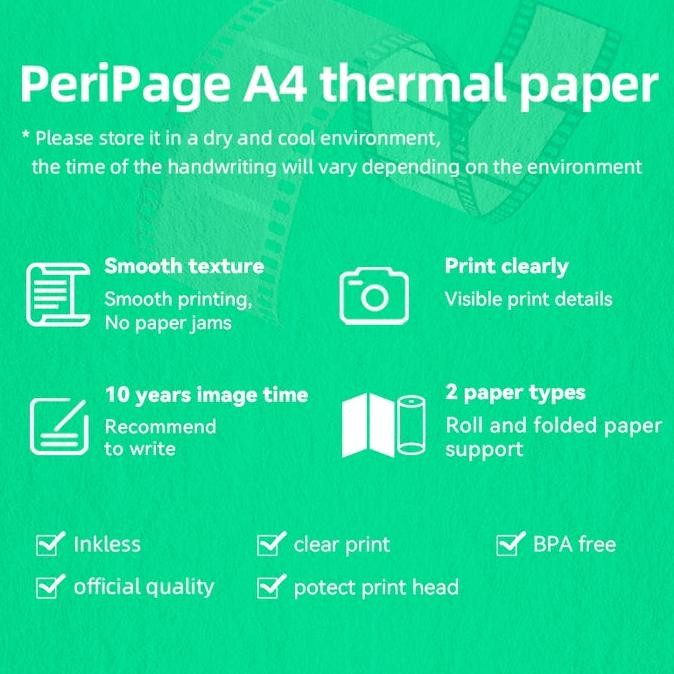 

TERLARIS PERIPAGE Kertas A4 Paper Thermal HVS Kertas Quick Dry Long Storage Roll Dan Lembar ty-65