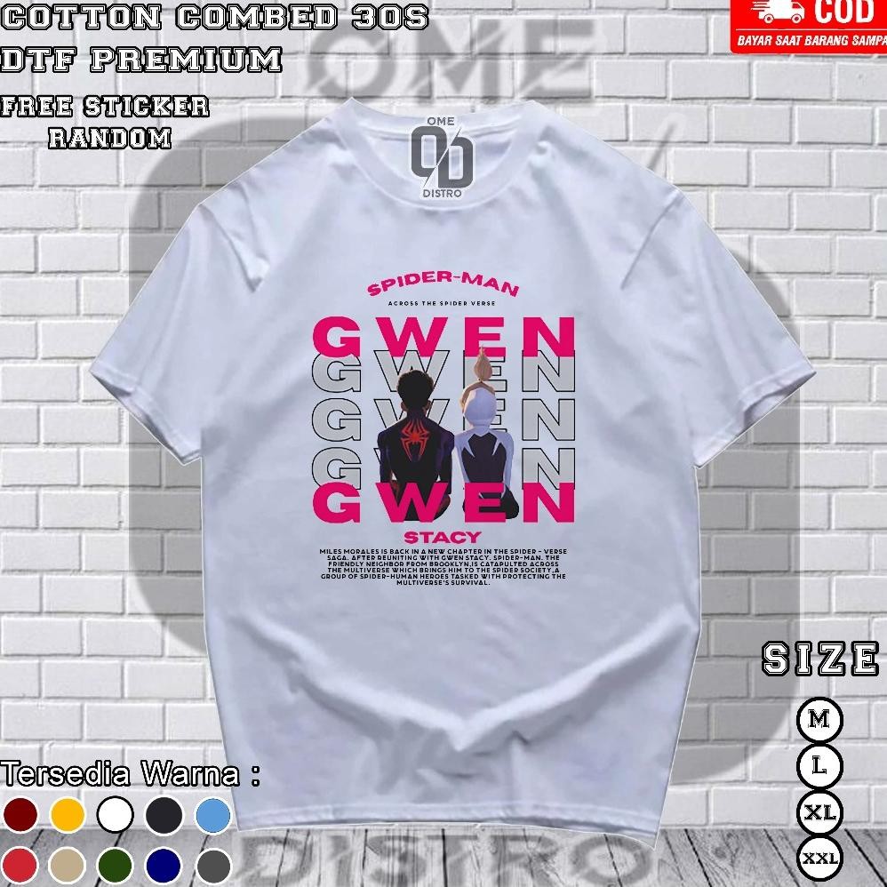 Terbaru Kaos Couple Spiderman Miles Morales & Gwen Stacy Warna Putih Kaos Spiderman Couple T-Shirt S
