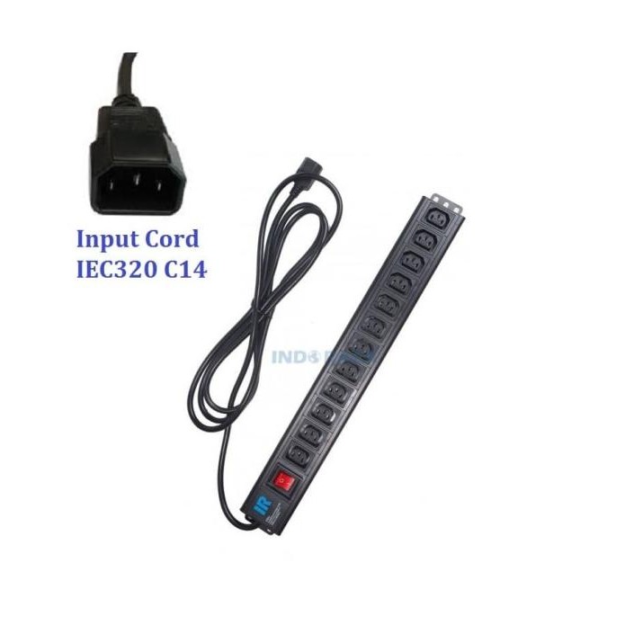 Indorack Power Distribution Unit 12 Outlet Socket IEC 320 C14-C13