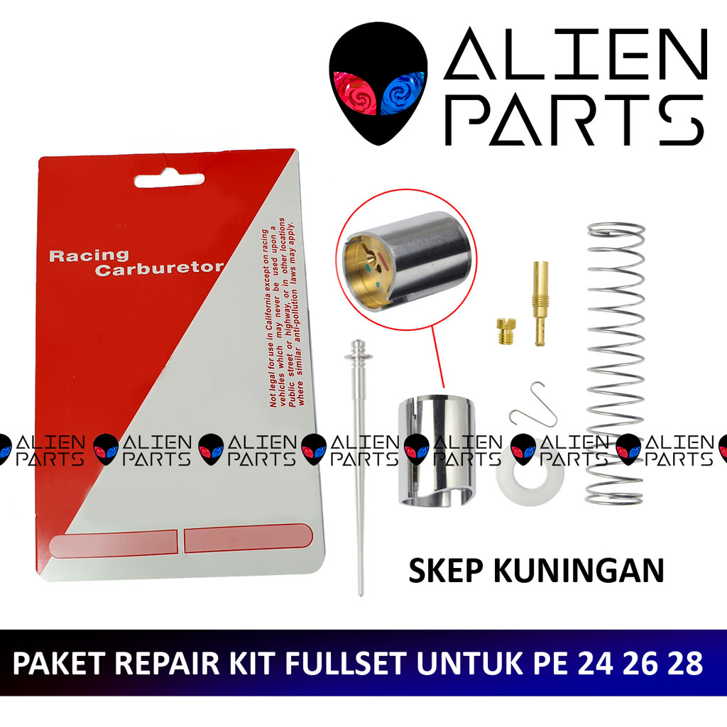 (COD) PAKET LENGKAP SKEP PISTON JARUM KARBURATOR PE24 PE26 PE28 PE30 DENGAN MATERIAL TEFLON COPPER K