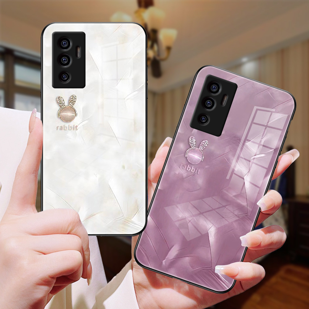 Kelinci Logam Kaca glass mirror Case cesing kesing untuk Vivo V30 pro V29 V29E V27 pro V27E V25 V25E