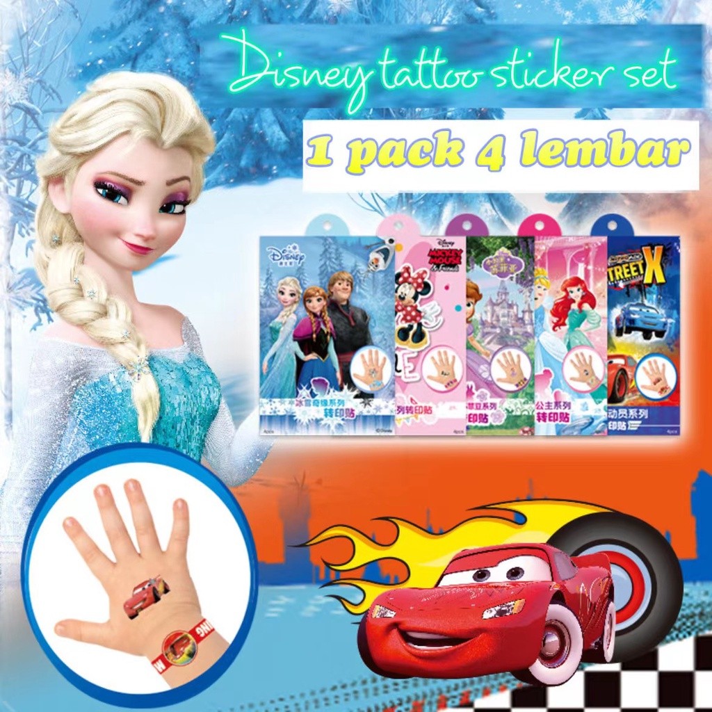 Stiker Tato anak-anak kartun elsa frozen princess car