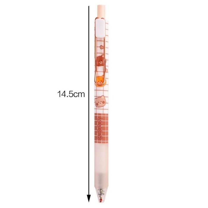 

Vee Top 6Pcs/Set Pena Gel Perlengkapan Kantor Sekolah Kartun Dengan Klip