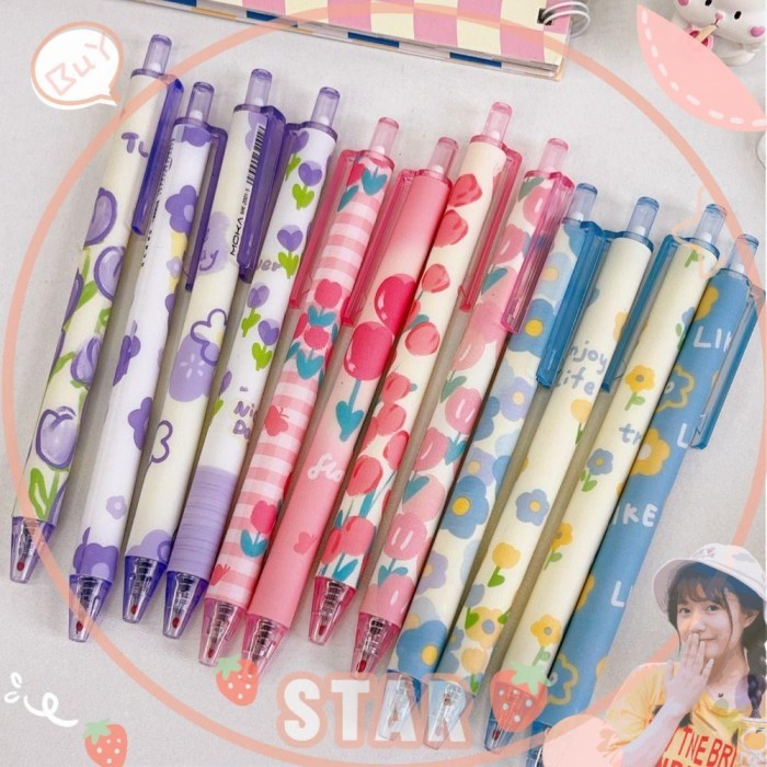 

Vee Star 6Pcs/Set Pena Gel Perlengkapan Kantor Sekolah Alat Tulis Kreatif