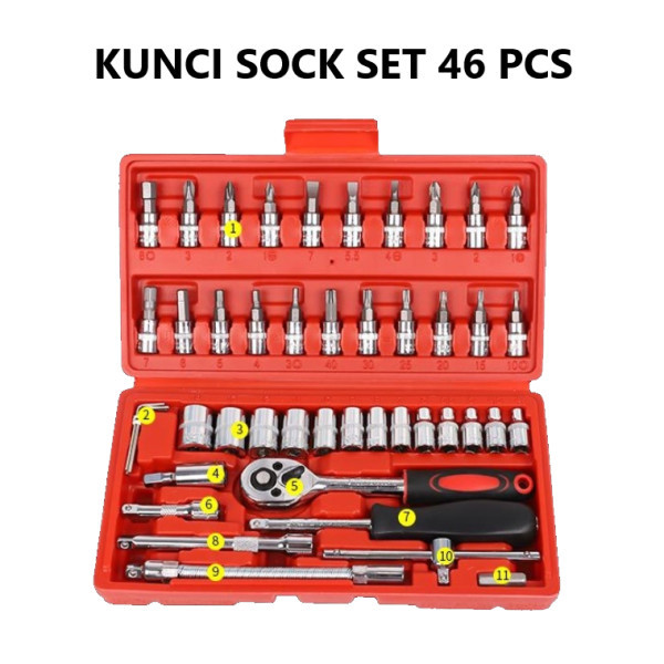 KUNCI SOCK SET 46 PCS SET KUNCI SOK KUNCI SHOCK 46 PCS MOBIL MOTOR