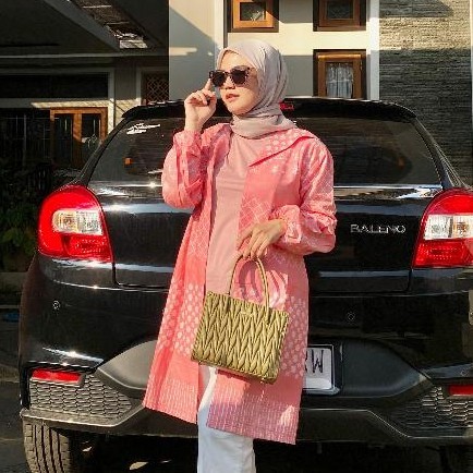 Alib Batik Trusmi Atasan Wanita Outer Batik Panjang Pink Ikn