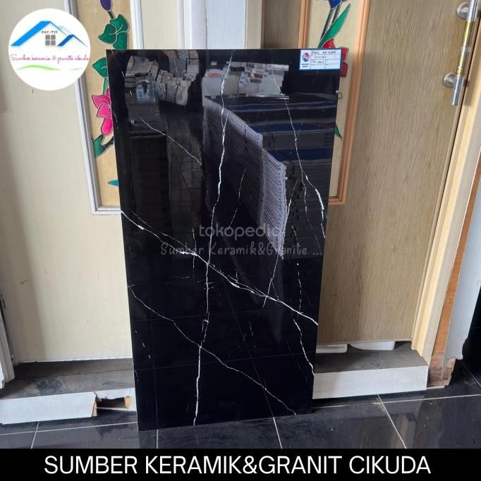 Sale Promo Granit 60X120 Glossy Motif Hitam Carara Petir | Fless Gp12609