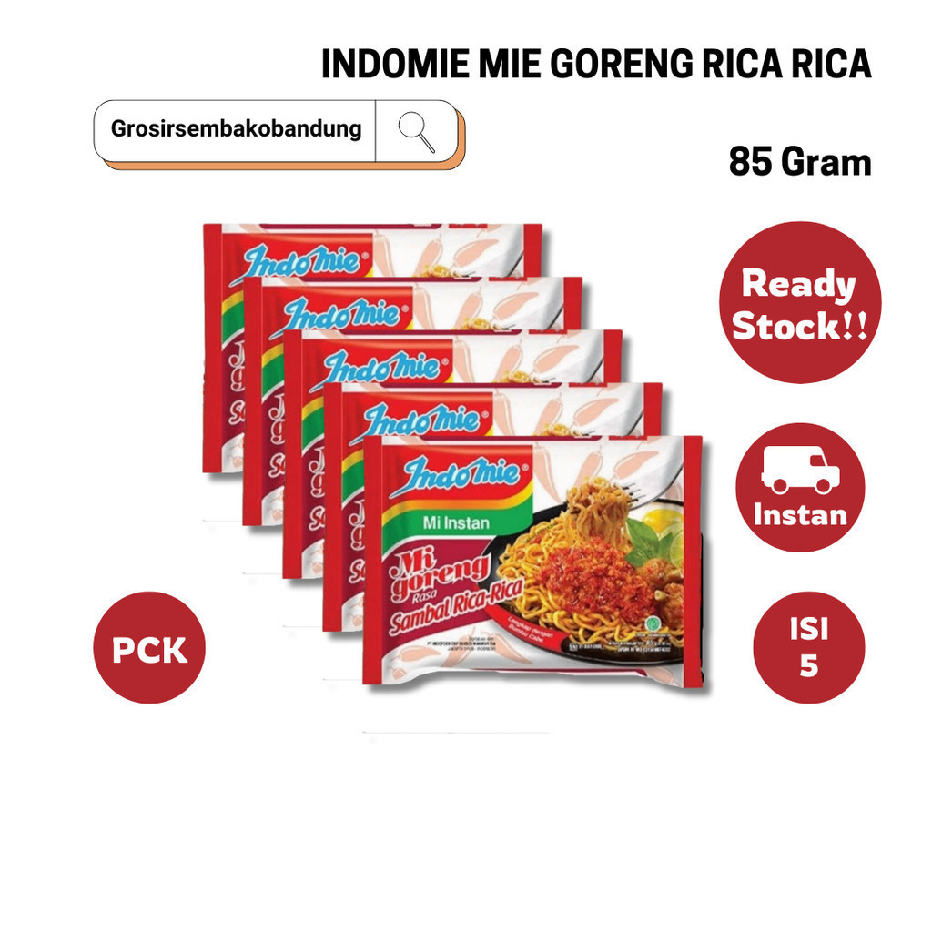 

INDOMIE MIE GORENG RICA RICA PCK 85g - 5 Pcs - Kota Bandung