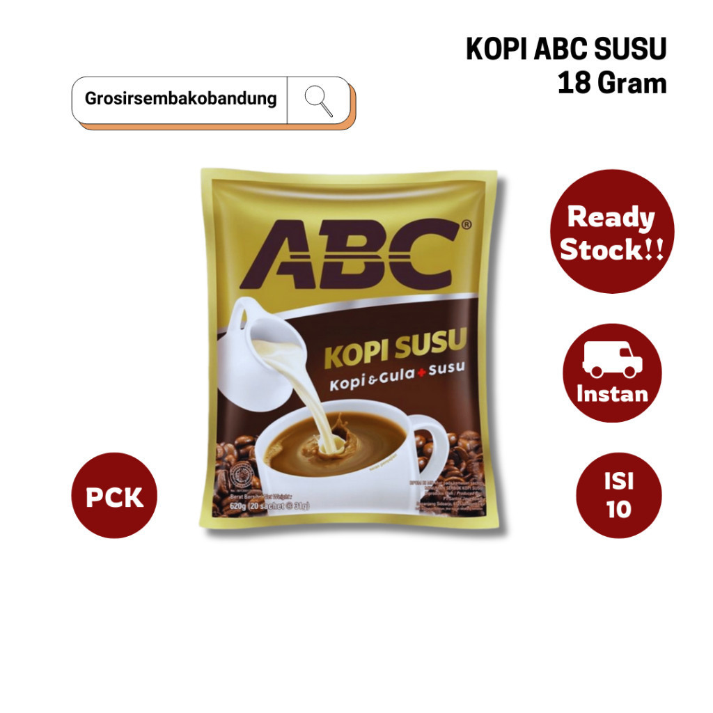 

ABC KOPI INSTANT KOPI&GULA+SUSU PCK 10x31g - 1 RCG - Kota Bandung