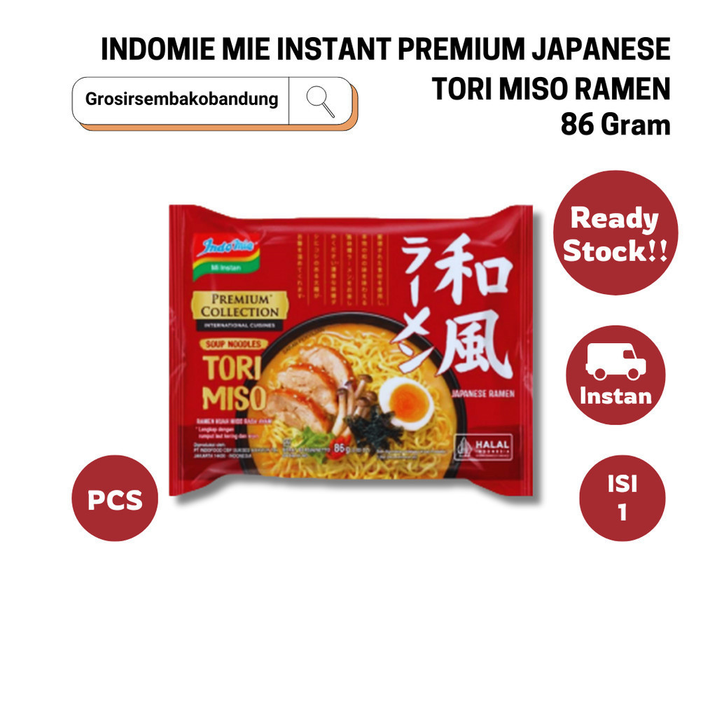 

INDOMIE MIE INSTANT PREMIUM JAPANESE TORI MISO RAMEN PCK 86g - 1 Pcs - Kota Bandung