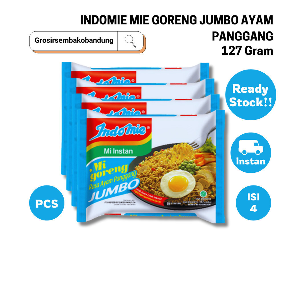 

INDOMIE MIE GORENG JUMBO AYAM PANGGANG PCK 127g - 4 Pcs - Kota Bandung