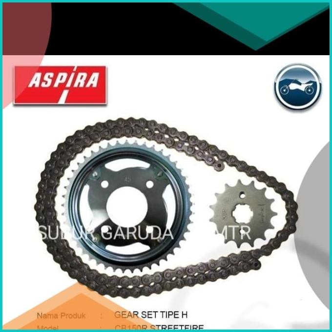 GEAR SET CB 150 R NEW 2016 K45 15-46 428-126 MERK ASPIRA KUALITAS ORI